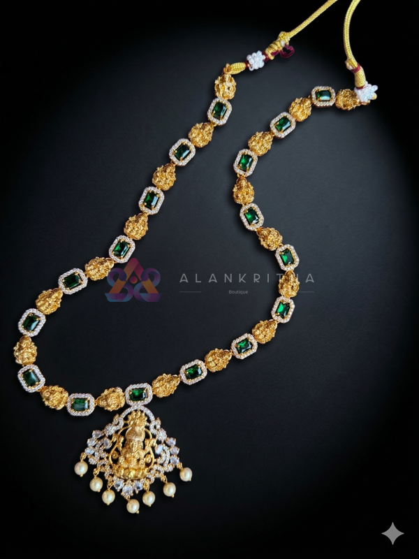 Sri Lakshmi Emerald Heritage Temple Necklace
