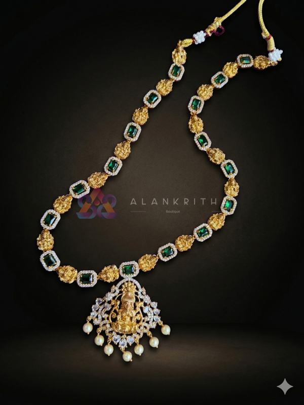 Sri Lakshmi Emerald Heritage Temple Necklace