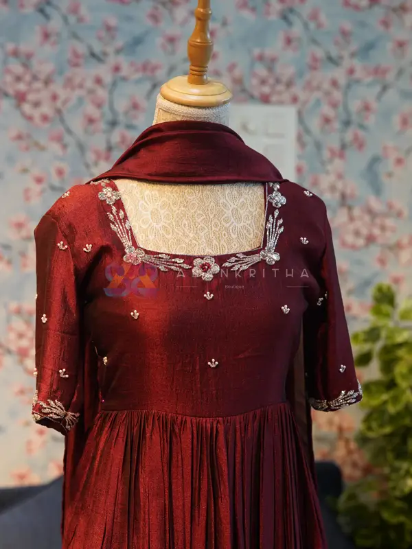 Badri Silk Gown with Gathers