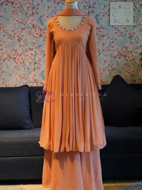 Pastel Peach Aliacut Skirt