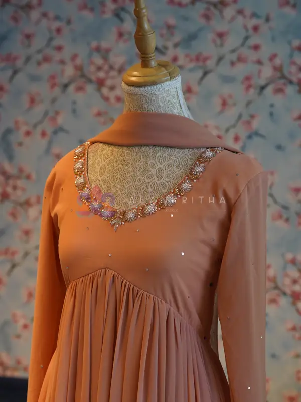 Pastel Peach Aliacut Skirt