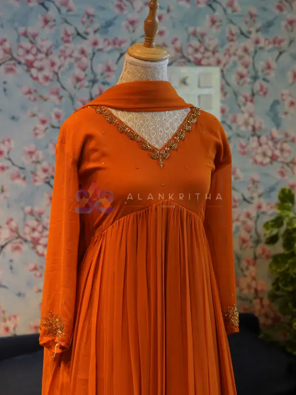 Orange Aliacut Skirt