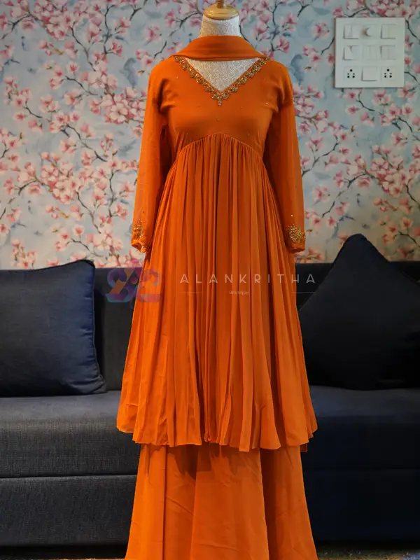 Orange Aliacut Skirt