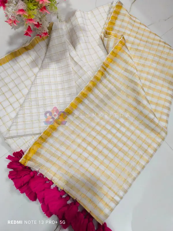 Zari Check Mul Cotton saree