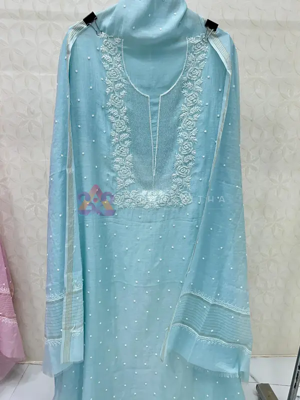  Premium Chikankari Hand-Embroidered Suit Set