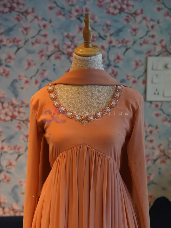 Pastel Peach Aliacut Skirt